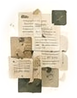 Recortes de papel e anotações
